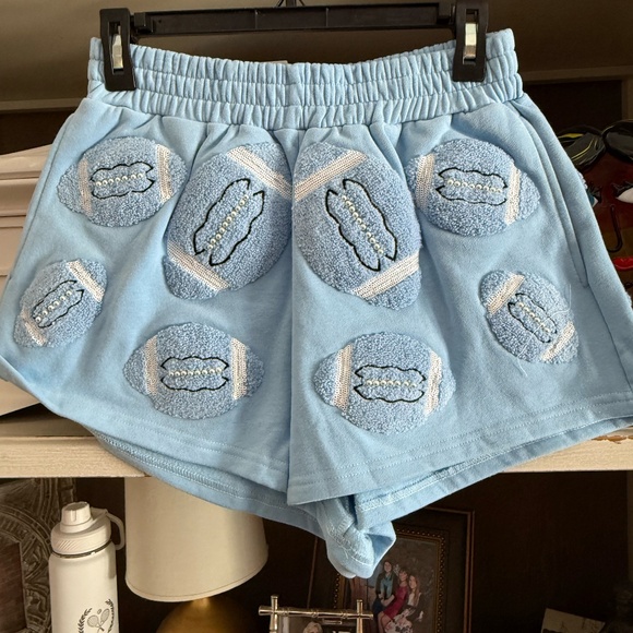 Queen of Sparkles light blue football shorts XS UNC Carolina - Picture 4 of 5